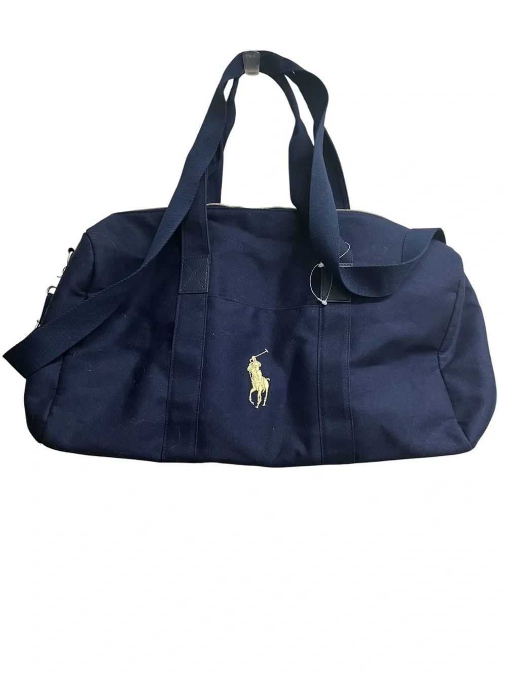 Polo Ralph Lauren Navy Blue Canvas Weekender Carry-On Duffle Bag Gym Travel